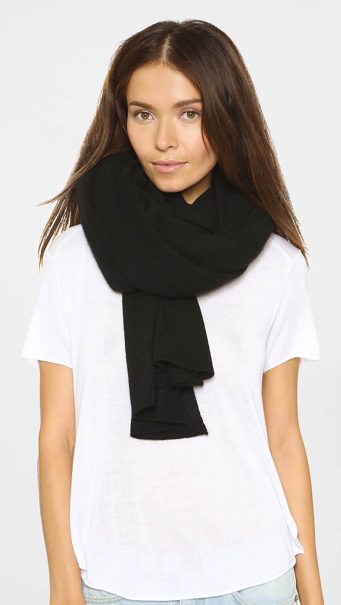 Luxury White + Warren Women's 100% Cashmere Travel Wrap Scarf - Soft Warm Shawl for Airplane, Office & Winter Outfits