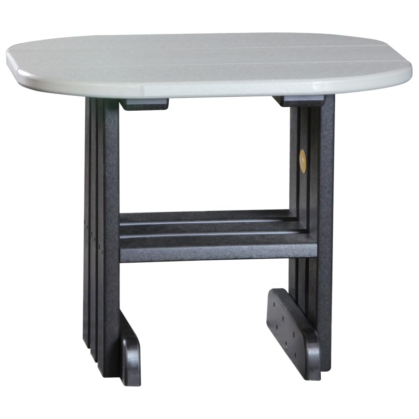 Poly Lumber End Table in Dove Gray & Black - Outdoor & Patio Furniture - Weatherproof Side Table for Garden, Poolside & Deck Use