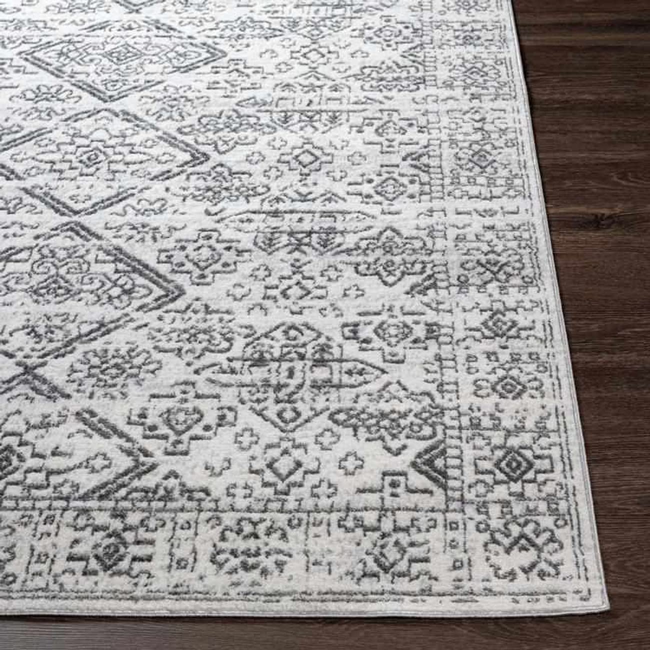 Mark&Day 8x10 Berkhoek Global Light Gray Area Rug – Soft Grey Beige White Carpet for Living Room, Bedroom, Kitchen – 7'10