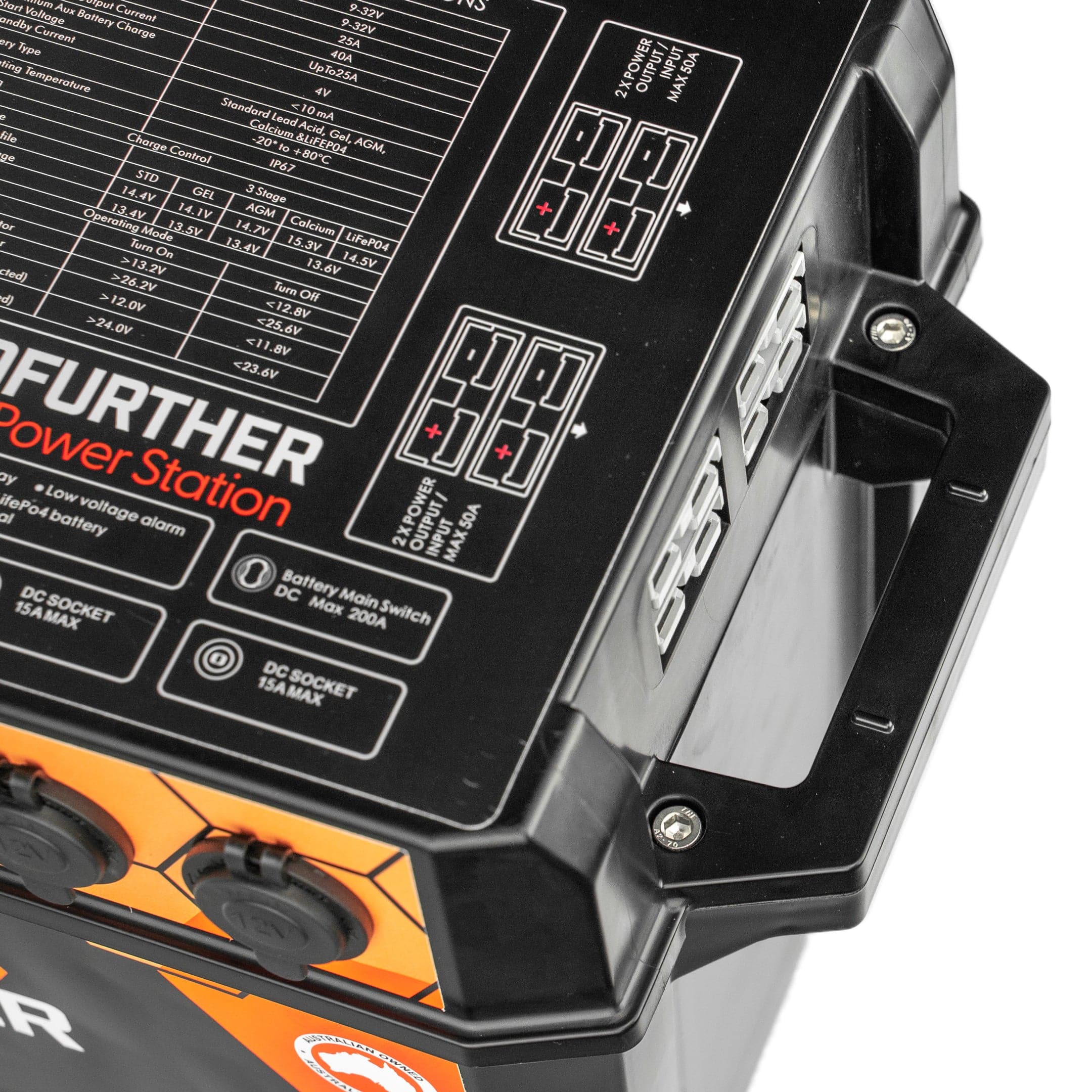 GoFurther 12V 100Ah Lithium Battery Box with Integrated iTECHDCDC25 Converter - Portable Power Solution for Camping, RV, Marine & Off-Grid Applications