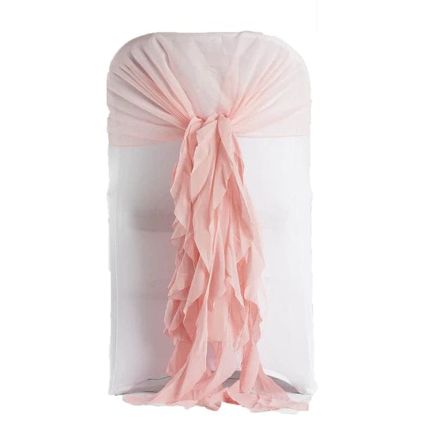 Elegant Premium Chair Cover with Curly Chiffon Ruffled Sashes - Perfect for Weddings, Banquets & Home Decor