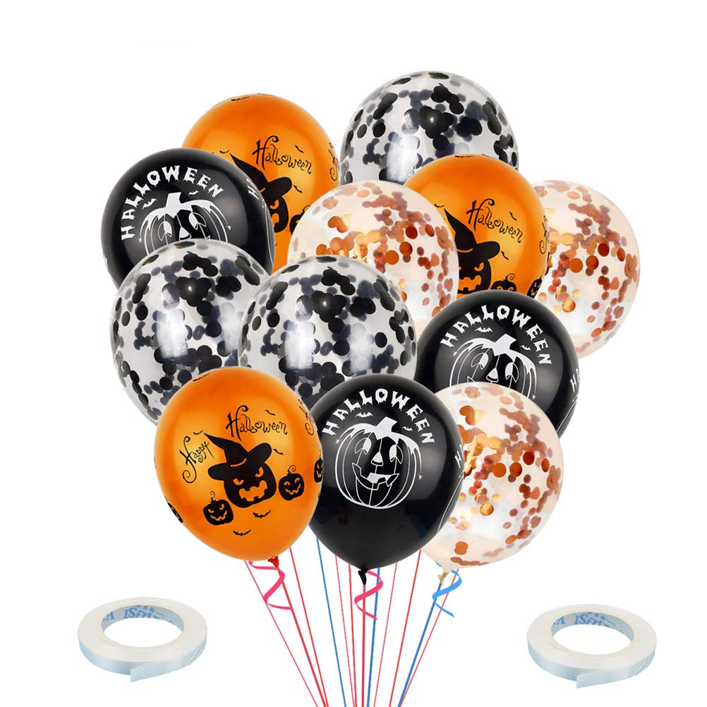 SOIMISS 22PCS 12 Inch Halloween Latex Balloons - Glitter Printed Pumpkin Pattern Party Decorations for Halloween, Fall Festival, and Home Decor - Perfect for Halloween Parties, Classroom Decor, and Spooky Events