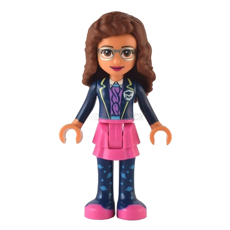 LEGO Friends Olivia Minifigure with Pink Skirt, Leggings & Dark Blue Jacket - Collectible Toy for Kids & Adults - Perfect for Playtime, Displays & Gifts