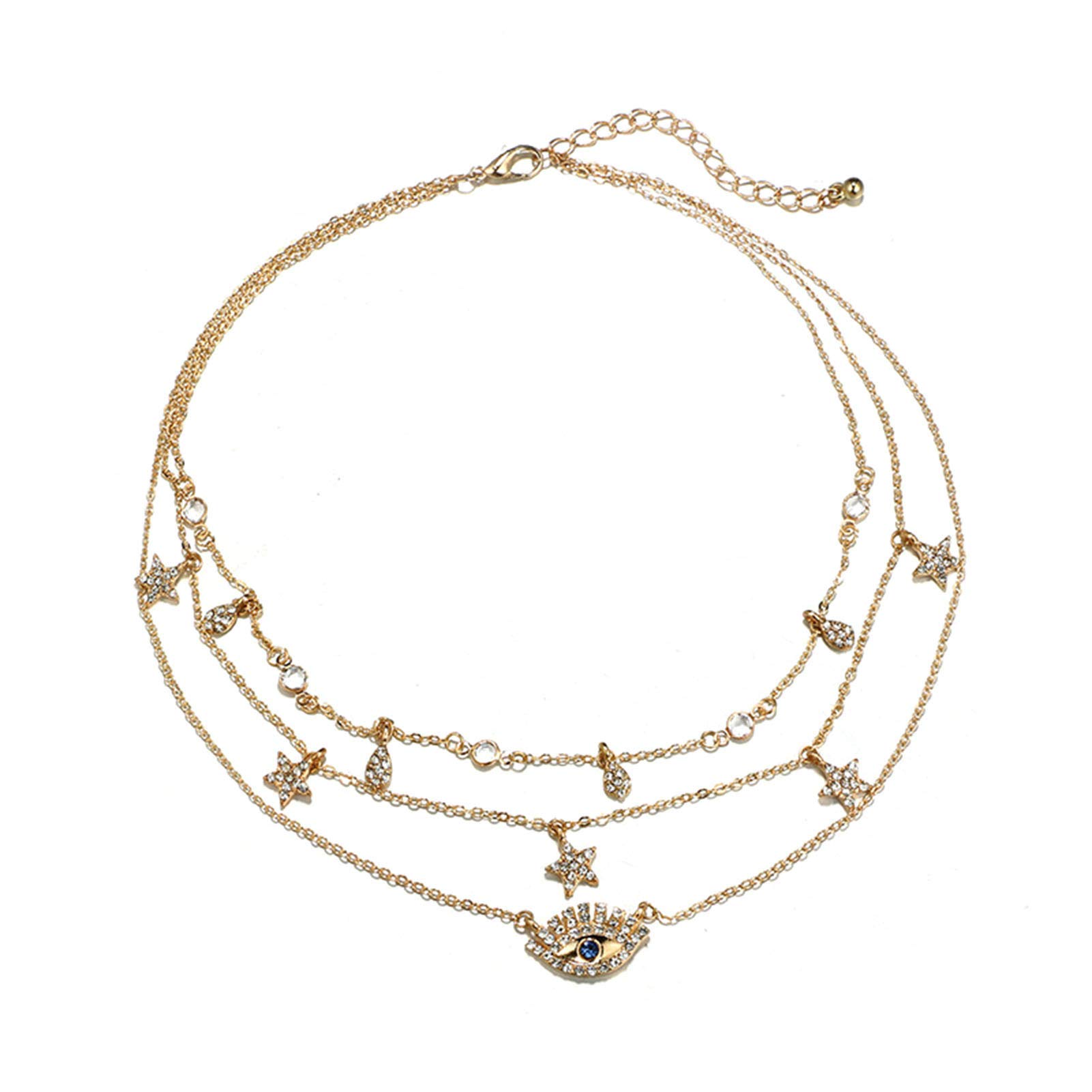 KGJQ Bohemian Adjustable Multilayer Beaded Moon Pendant Choker Necklace for Women & Girls - Dainty Clavicle Chain Jewelry Accessory | Perfect for Casual Wear, Date Nights & Festival Outfits