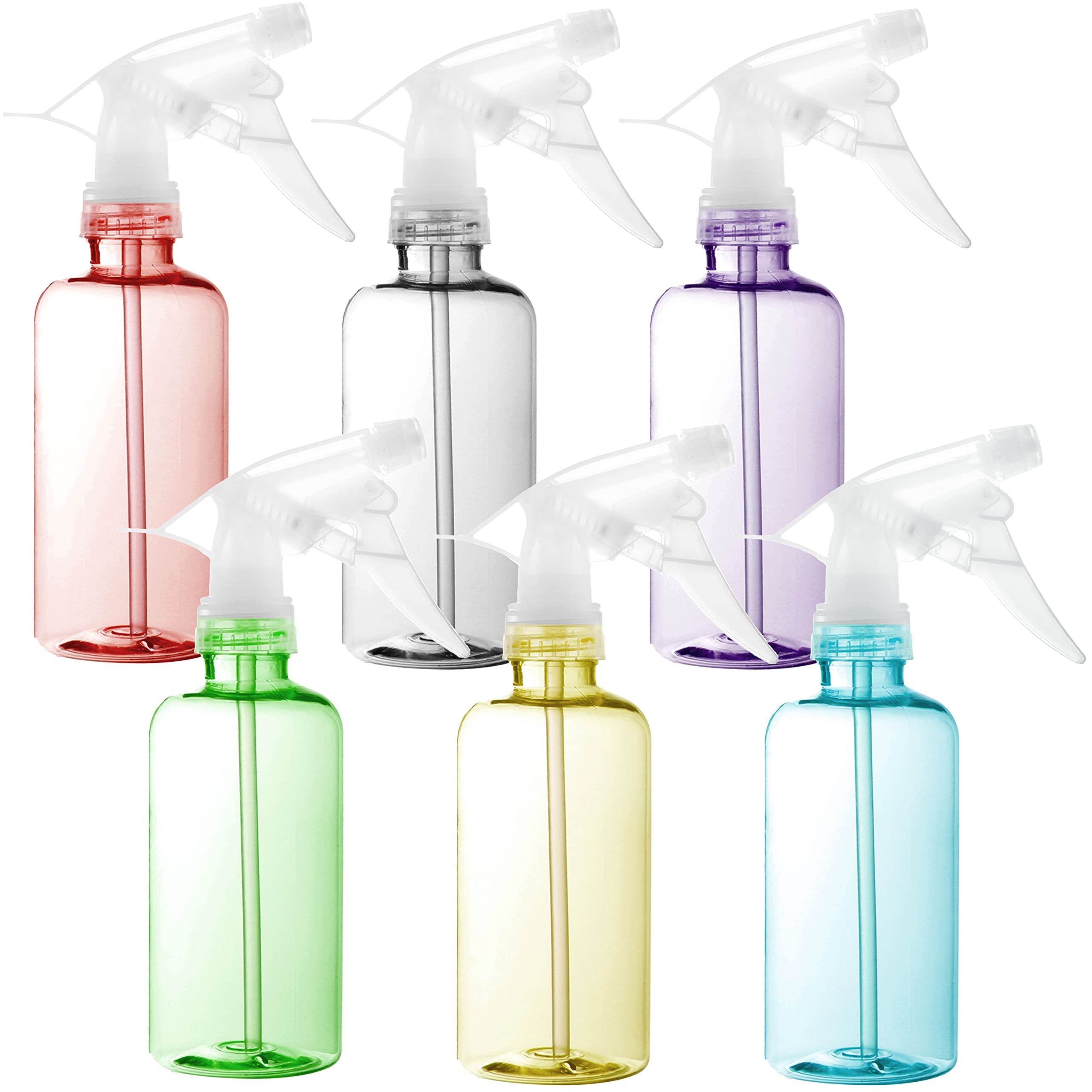 Youngever 6 Pack 8oz Empty Plastic Spray Bottles - Refillable Hair & Cleaning Solution Bottles with Fine Mist Nozzle | Perfect for DIY Beauty, Gardening, Household Cleaning & Travel Essentials
