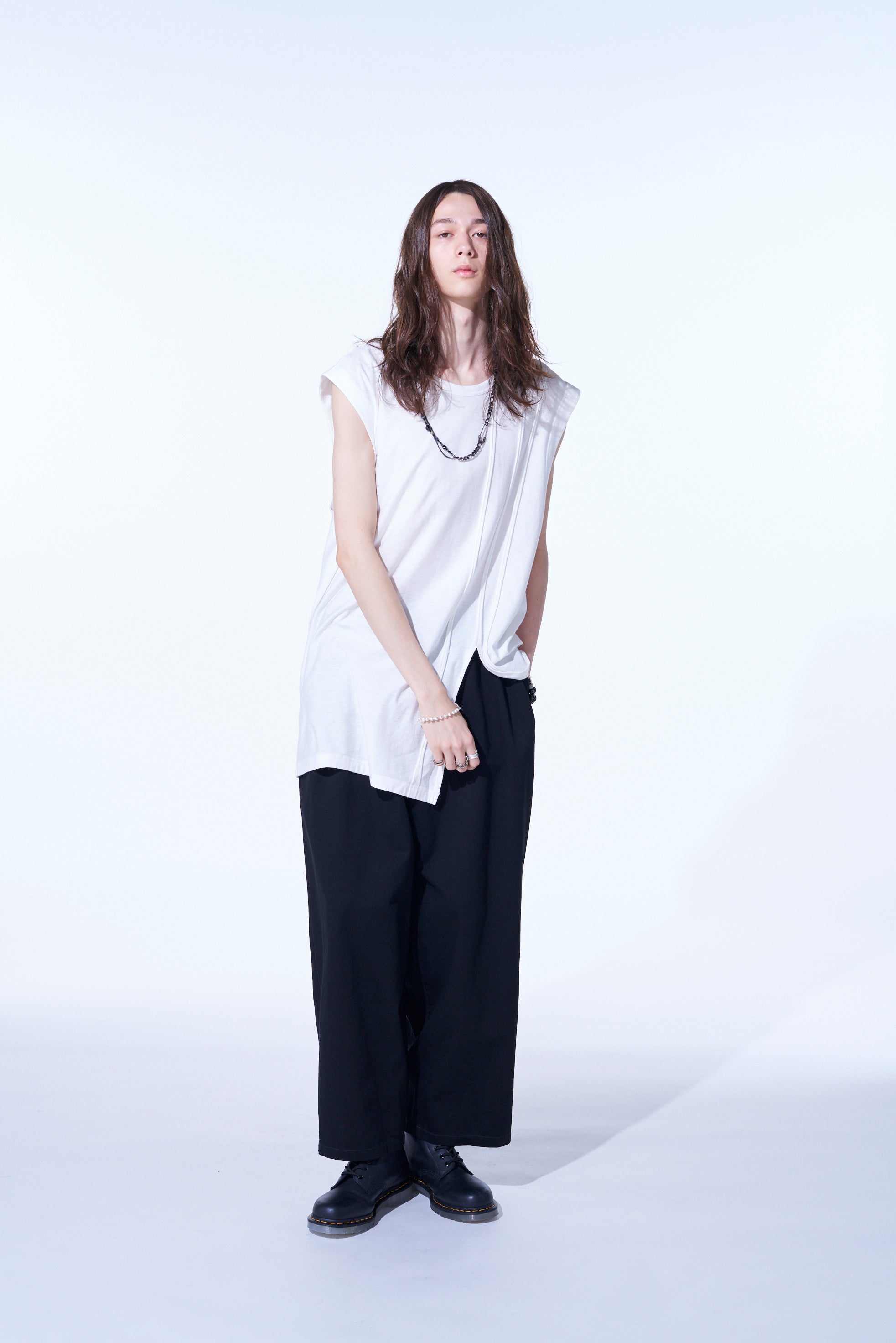 Soft Cotton Jersey Vertically Grafted Sleeveless Top with Side Slit - Breathable Summer Tank for Women | Casual Wear, Beach Outfit & Layering Staple