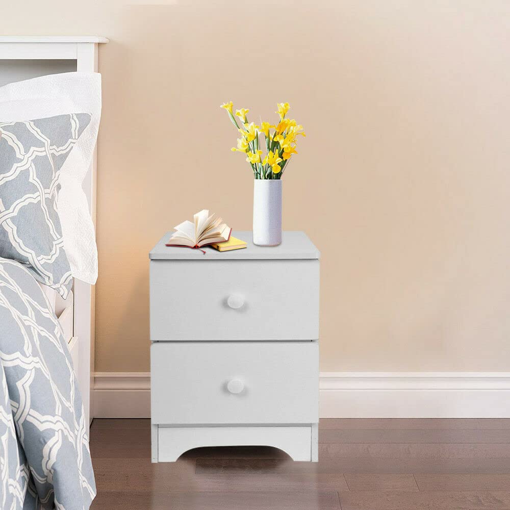 Modern Storage Cabinet with Double Drawers - Bedside Nightstand for Bedroom Organization | Perfect for Small Spaces & Clutter-Free Living