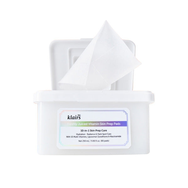 Klairs Freshly Juiced Vitamin C Skin Prep Pads - 80 Exfoliating Pads (290ml) for Brightening & Hydrating - Perfect for Daily Skincare Routine & Travel