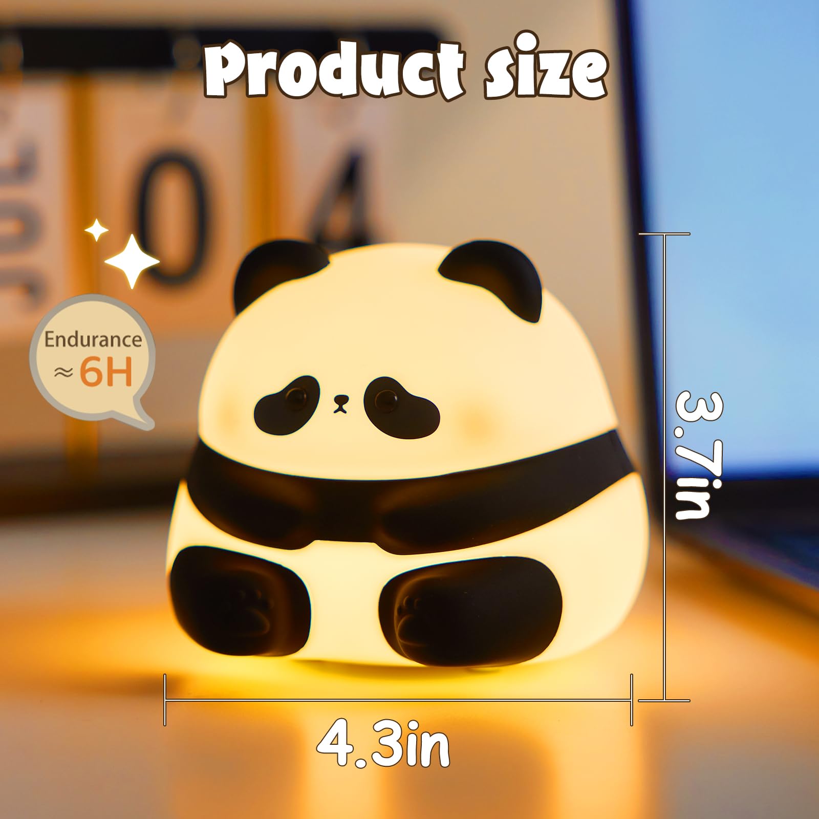 **Cute Panda Night Light - LED Silicone Squishy Animal Lamp for Kids with 3 Dimming Levels - Soft & Safe Nursery Nightlight for Boys & Girls - Fun Room Decor & Breastfeeding Light - Perfect for Bedtime, Baby Rooms & Relaxation**