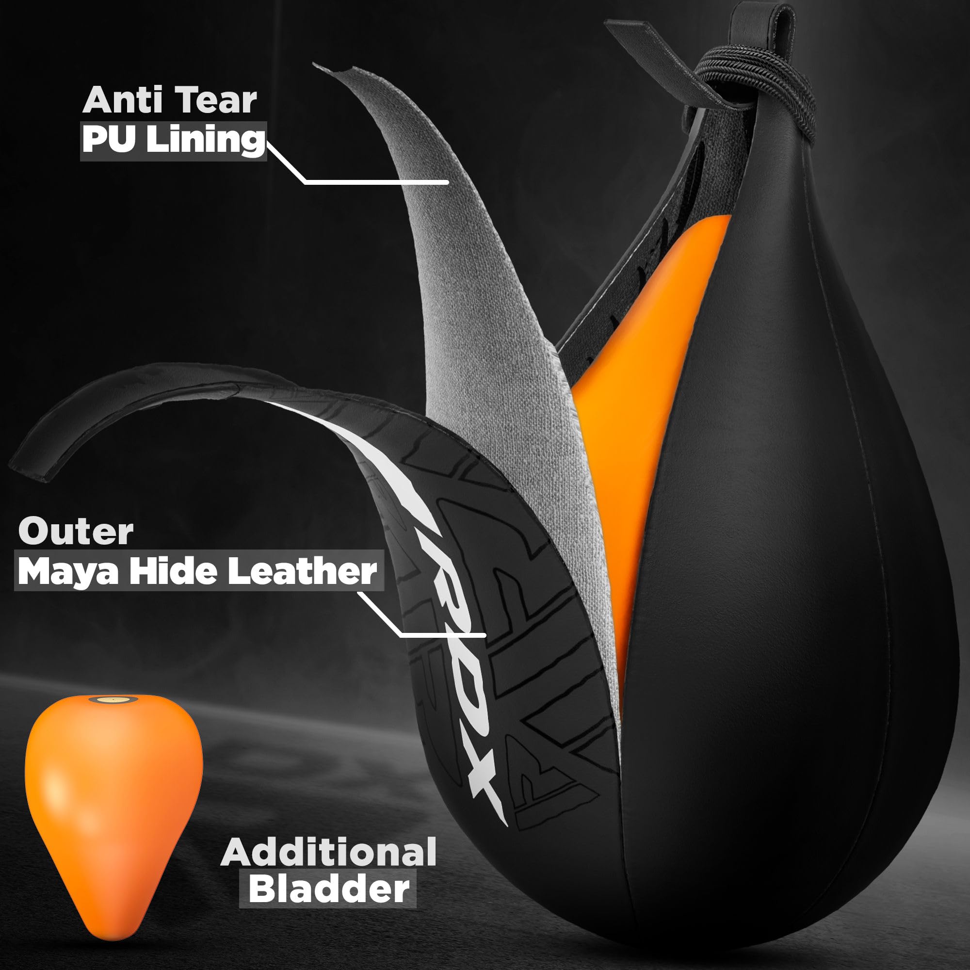 RDX Speed Bag Boxing Ball and Swivel Set - Premium Maya Hide Leather Punching Bag with Extra Bladder for MMA, Muay Thai, Boxing & Martial Arts Training | Home Gym Equipment for Cardio & Strength Workouts (Perfect for Beginners & Pros)