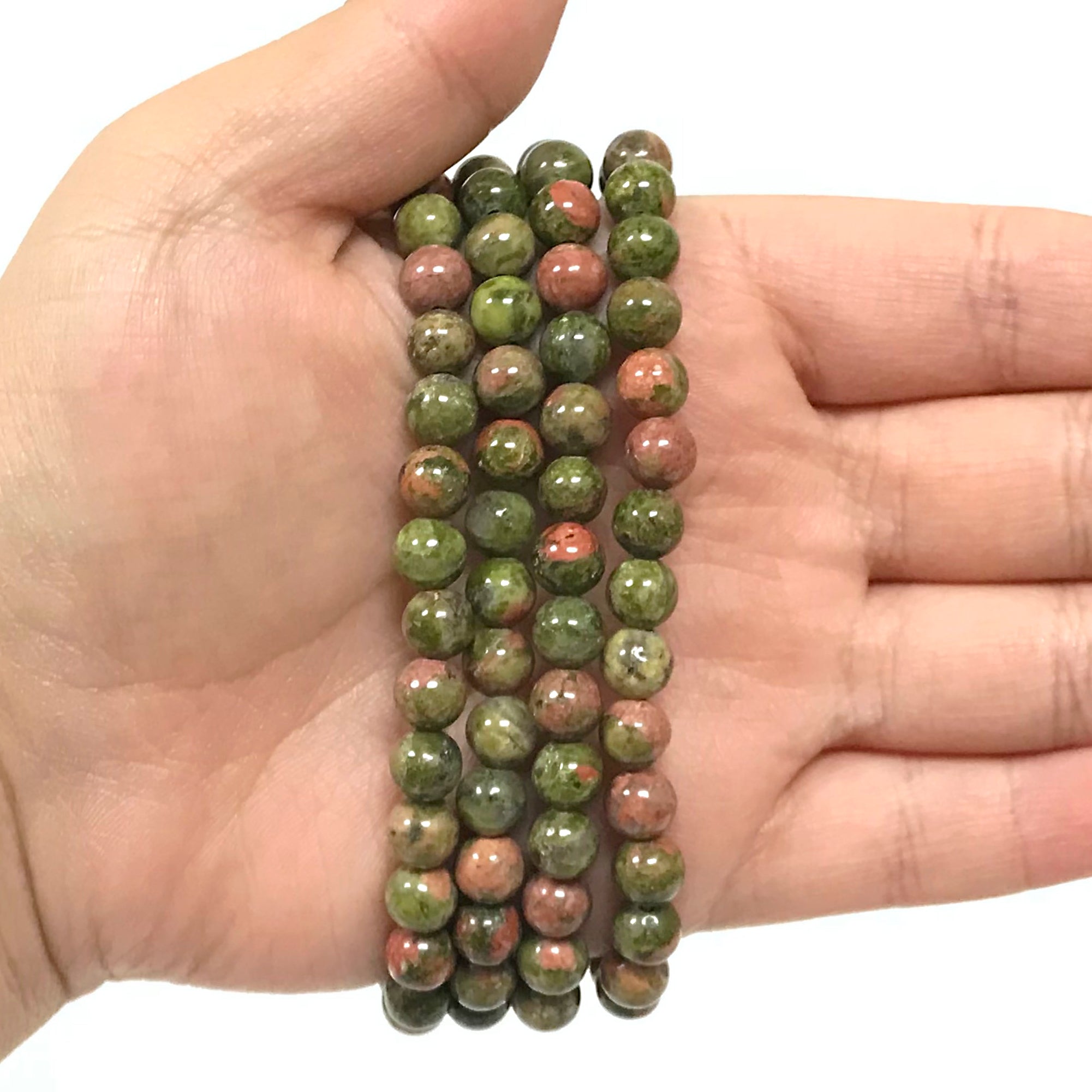 6mm Unakite Gemstone Round Bead Stretch Bracelet for Men & Women - Yoga, Meditation & Healing Crystal Jewelry