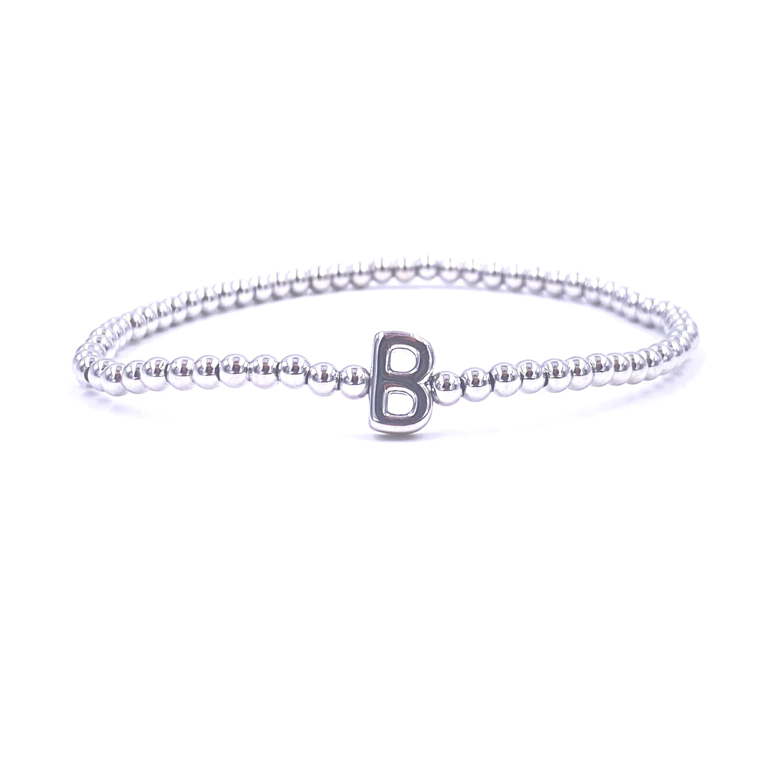 Ashley Gold Stainless Steel Initial Beaded Bracelet - Elegant Gold Plated Stretch Bead Design for Women - Perfect for Parties, Weddings & Everyday Wear