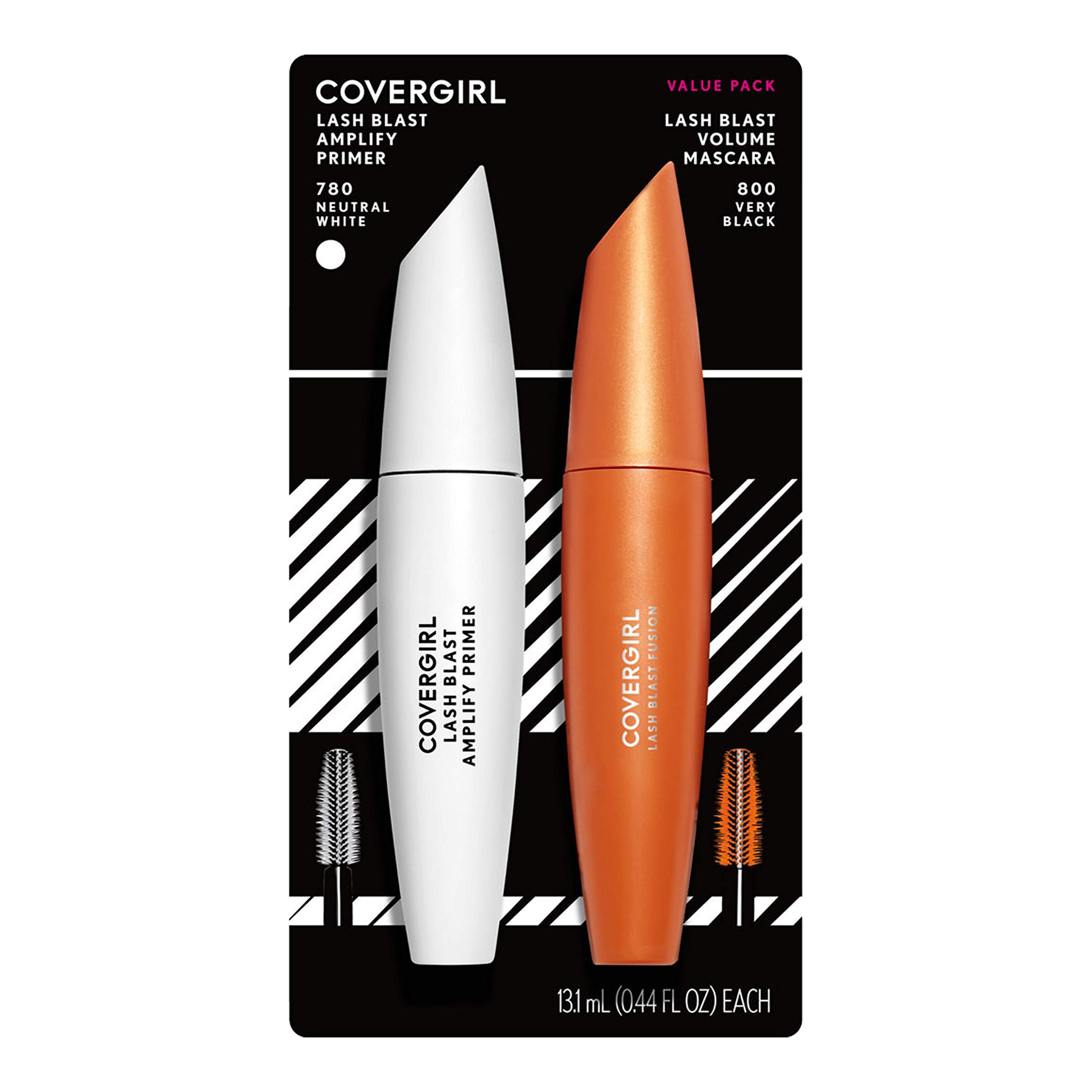 Covergirl LashBlast Volume Mascara & Amplify Eyelash Primer Set - Very Black - Volumizing & Lengthening Mascara Combo for Dramatic Lashes - Perfect for Day to Night Makeup Looks