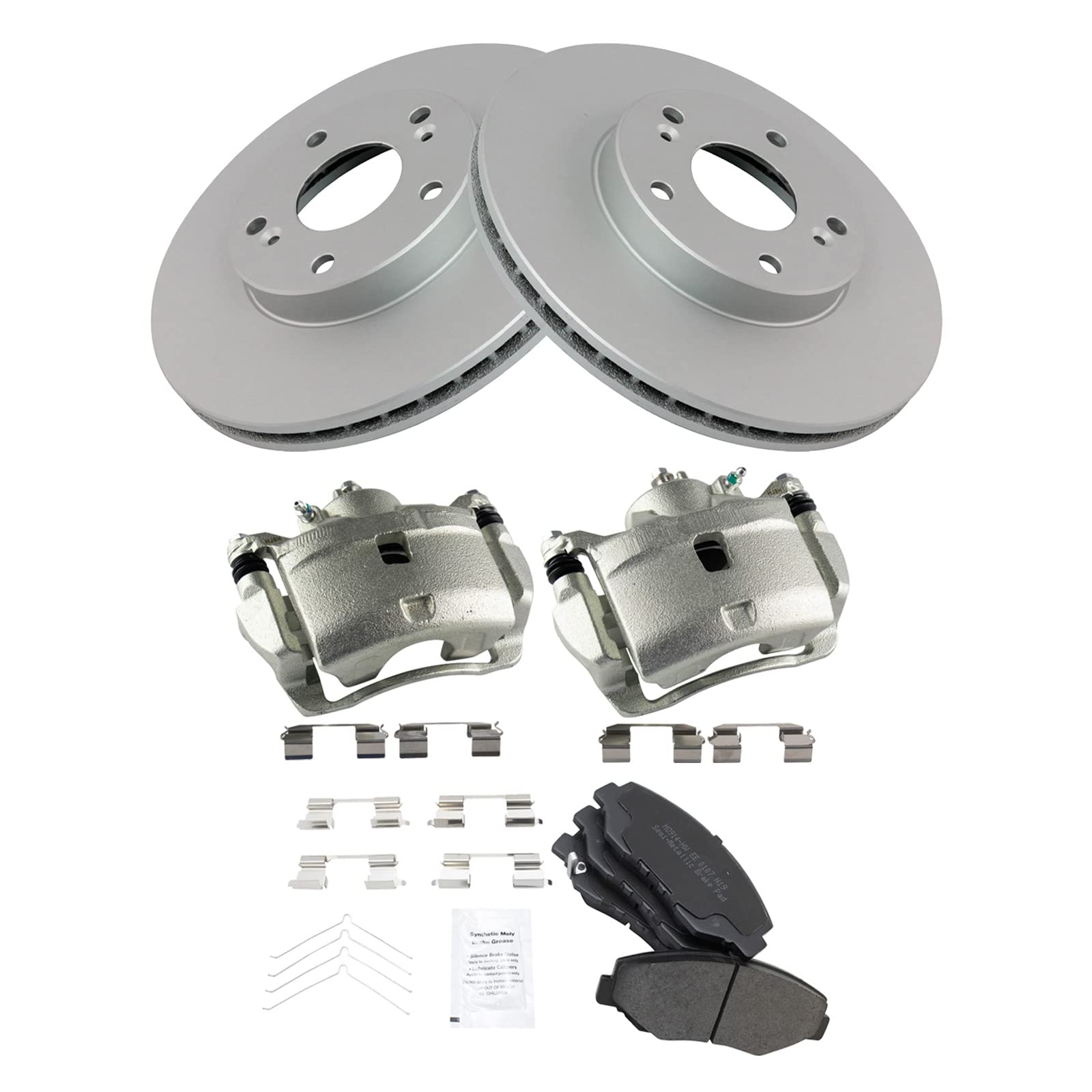 Premium TRQ Front Brake Pad & Rotor Kit - Semi-Metallic Vented G-Coated Brake Pads & Rotors - Compatible with 2014-2015 Acura ILX, 2003-2017 Honda Accord, 2013-2019 Civic - Perfect for Daily Commuting & Highway Driving