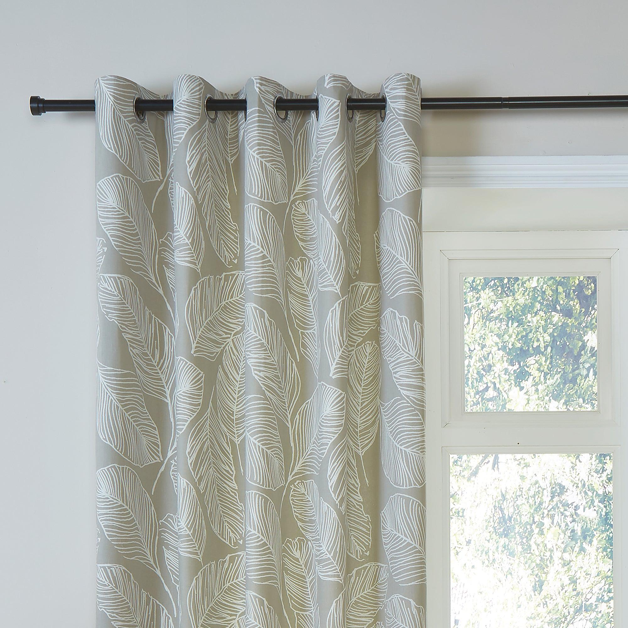 Fusion Matteo Eyelet Curtains - Natural Linen Blackout Window Drapes for Living Room & Bedroom | Thermal Insulated Room Darkening Curtain Panels