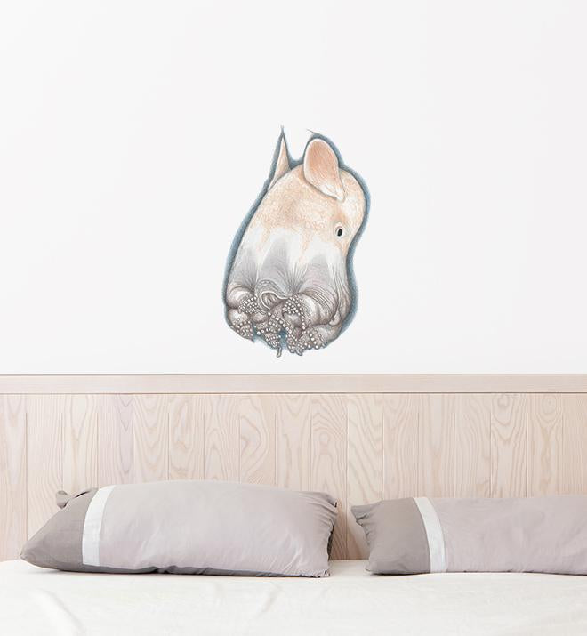 Cute Dumbo Octopus Wall Decal Sticker - Adhesive Vinyl Art for Kids Room, Nursery, or Classroom Decor