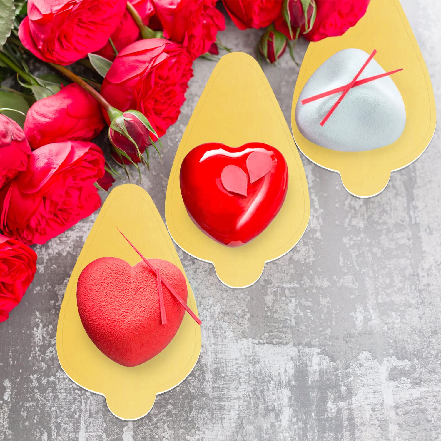 200 Pcs Mini Cake Boards - Leaf Shaped Mousse Cake Bases, Cupcake Dessert Display Trays, Cardboard Pastry Stands for Valentine's Day, Christmas, Birthday Parties | Perfect for Wedding, Baby Shower & Holiday Baking Decorations