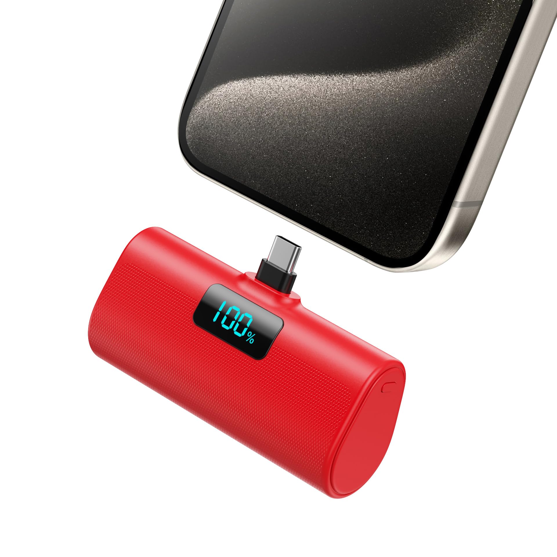 5200mAh Portable Charger with PD & USB-C - Fast Charging Power Bank for iPhone 15 Series, iPad Pro, Samsung & Android Phones - Compact LCD Display Battery Pack (Red) - Perfect for Travel, Camping & Emergency Power Backup