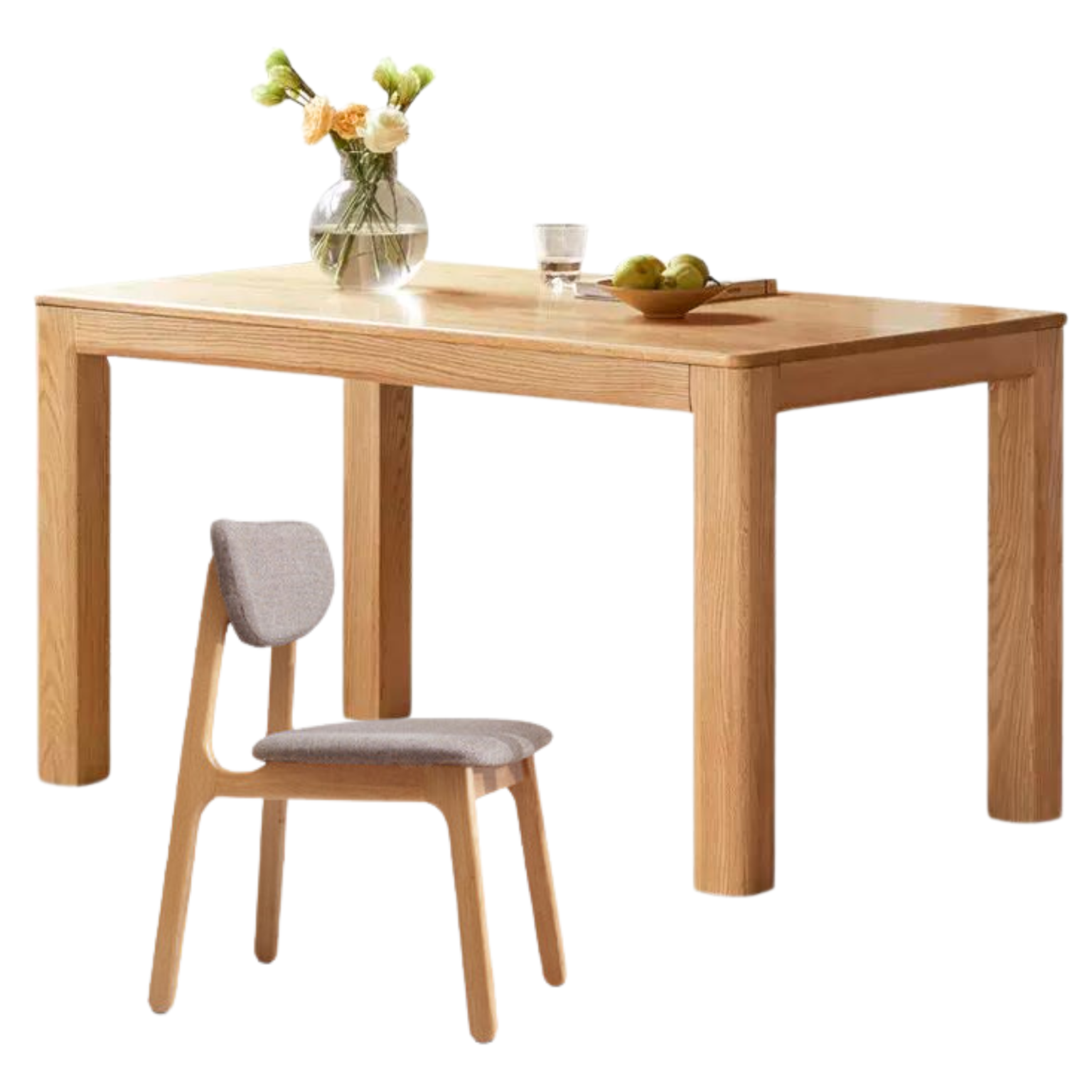 Solid Oak Wood Rectangular Dining Table - Rustic Farmhouse Style for Kitchen, Dining Room & Outdoor Entertaining