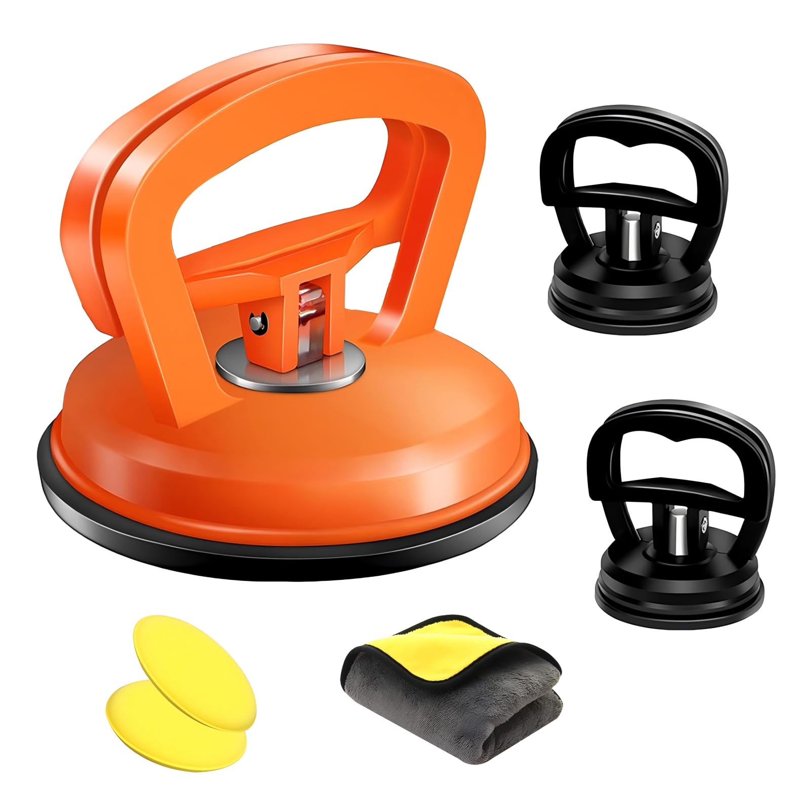 3-Piece Car Dent Puller Kit - Powerful Paintless Dent Removal Tool for Auto Body Repair (Black & Orange) | Fix Dents on Doors, Hood & Panels | Glass & Screen Repair Accessories