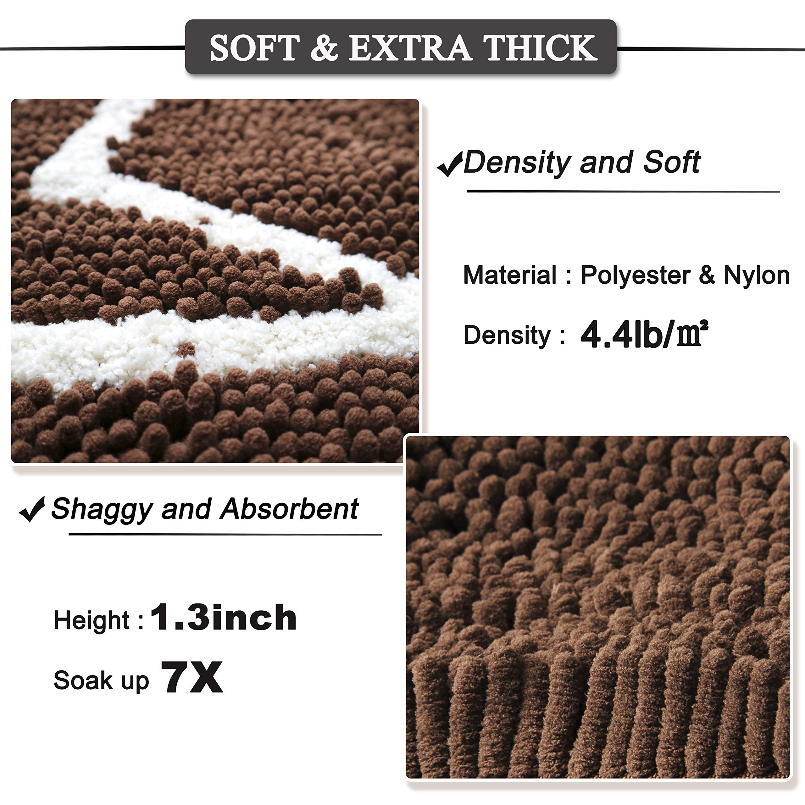 Soft Chenille Bathroom Rug Mat - Non-Slip Absorbent Shaggy Door Mat for Bathroom Floor, Kitchen & Entryway - Cozy Home Decor for Wet Areas