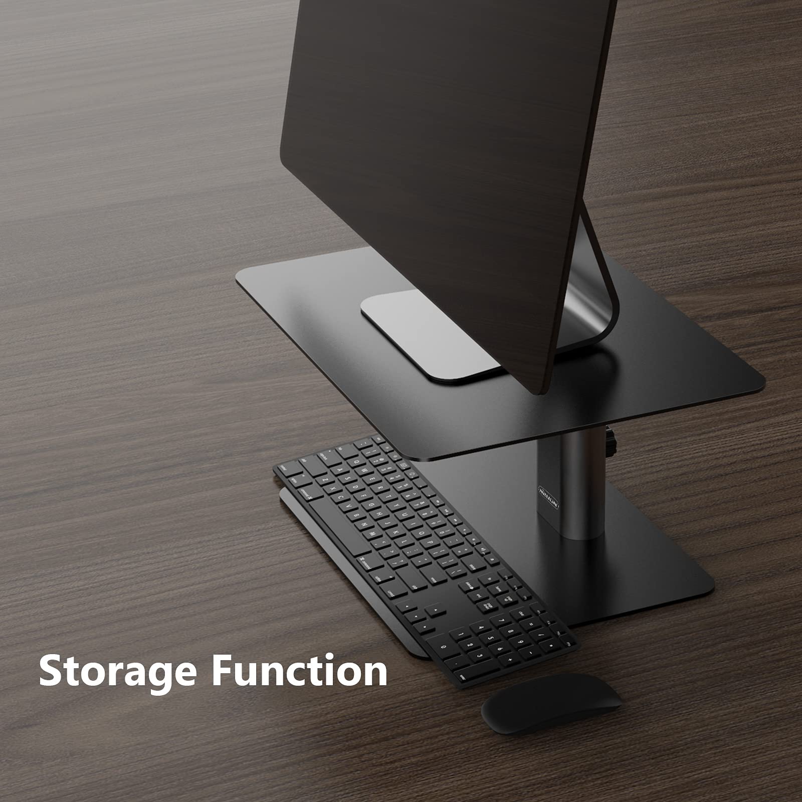 Nillkin Adjustable Height Monitor Stand Riser - Ergonomic Aluminum Computer Desk Holder for iMac, MacBook, Dell, HP, Lenovo & More - Perfect for Home Office & Workspace Setup (Black)