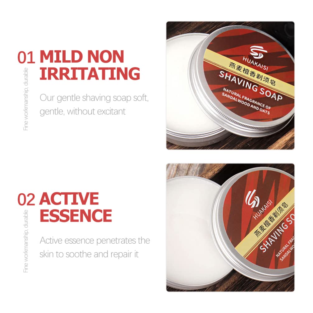 FRCOLOR Natural Shaving Soap Bar for Men - Coconut Oil Beard & Mustache Care Kit with Foaming Facial Butter - Perfect for Daily Grooming, Travel & Gift Sets