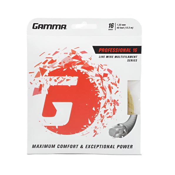 Gamma Professional 16 Tennis String Set - Premium Performance for Competitive Play & Tournament Use | Durable, High-Tension Strings for Enhanced Control & Spin | Perfect for Hard Court, Clay & Grass Surfaces