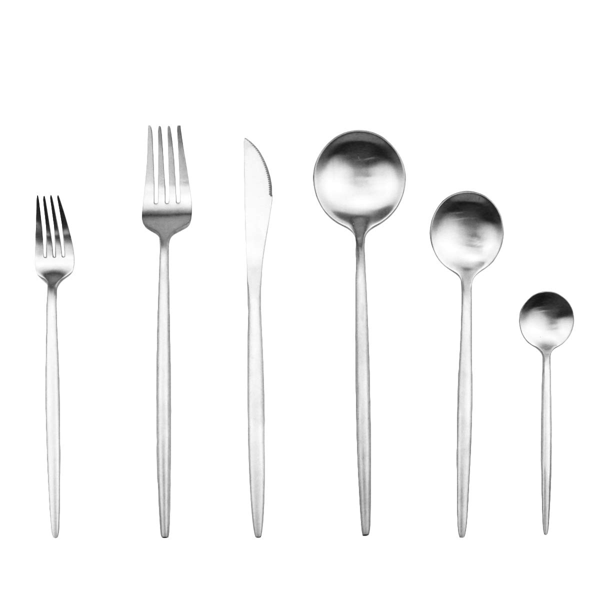 Premium 40-Piece Matte Silver Flatware Set for 8 - 304 Stainless Steel Cutlery Set with Stain Finish | Dinner, Dessert & Salad Utensils | Dishwasher Safe Kitchen Silverware | Perfect for Formal Dining, Dinner Parties & Everyday Use