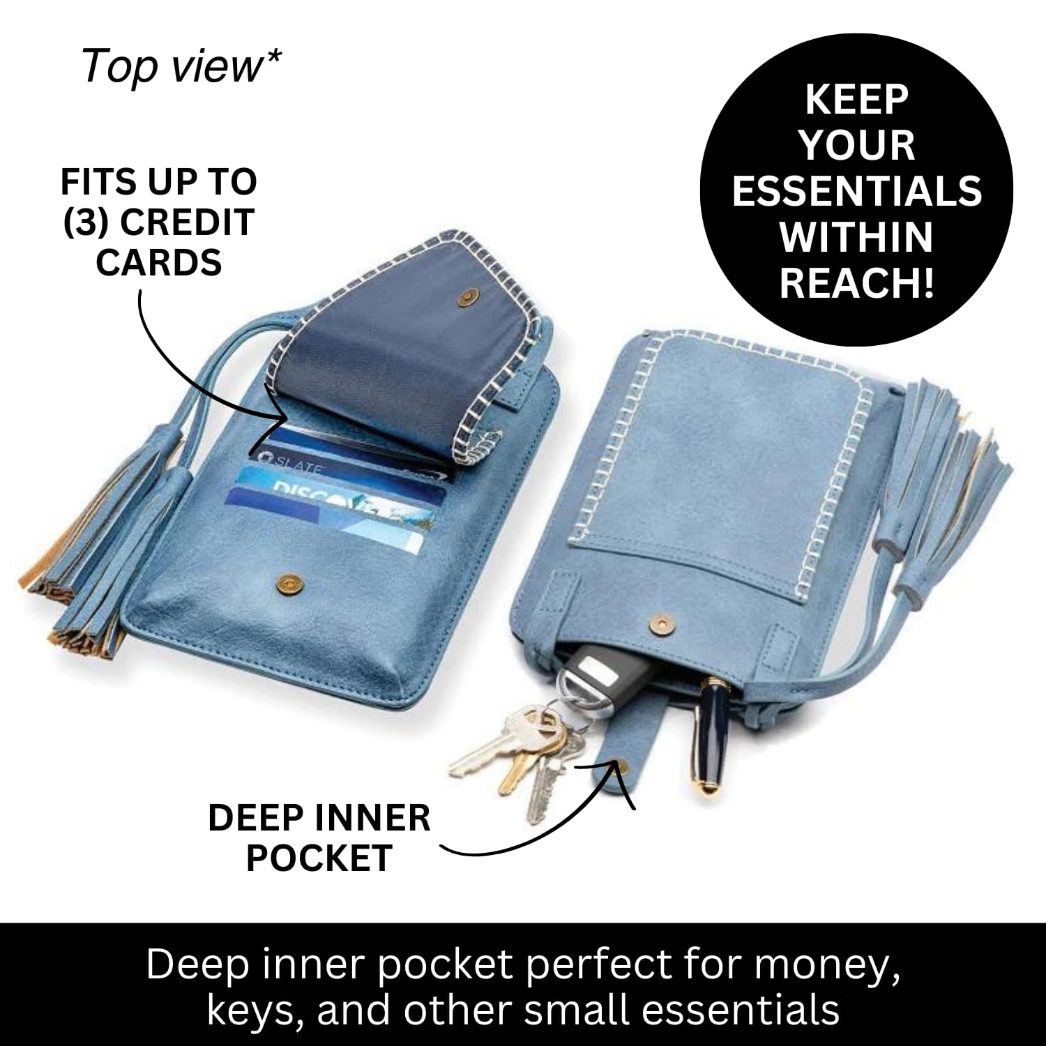 Save the Girls Free Spirit Touchscreen Crossbody Purse - Lightweight Smartphone Wallet with 4 Credit Card Slots for Women (Bella Blue) | Perfect for Shopping, Travel & Everyday Use