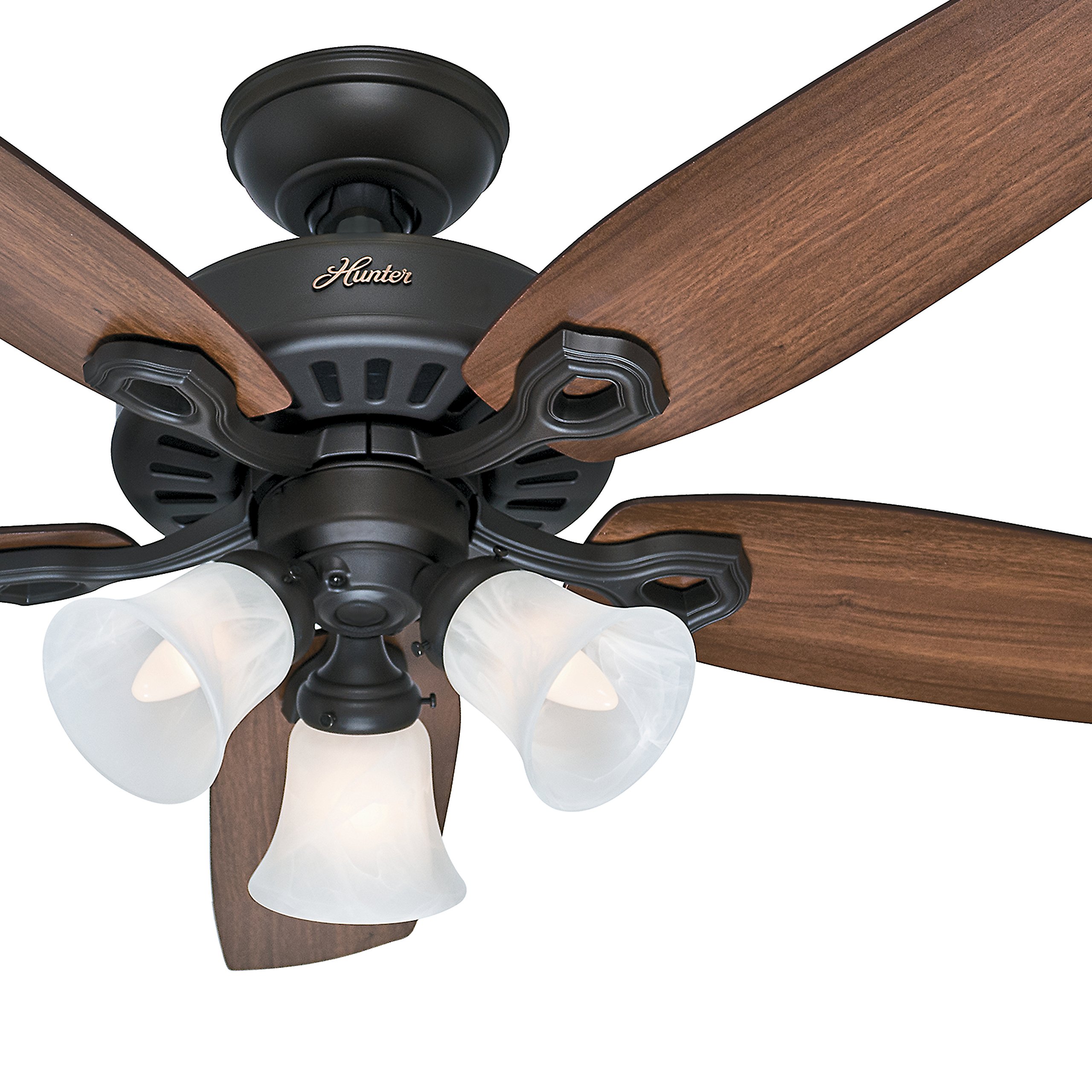 Hunter Fan 42 Inch Traditional Snow White Ceiling Fan with 3-Light Fitter & Swirled Marble Glass - 5 Blade Energy Efficient - Renewed Bronze Finish - Perfect for Bedroom, Living Room, or Office Cooling