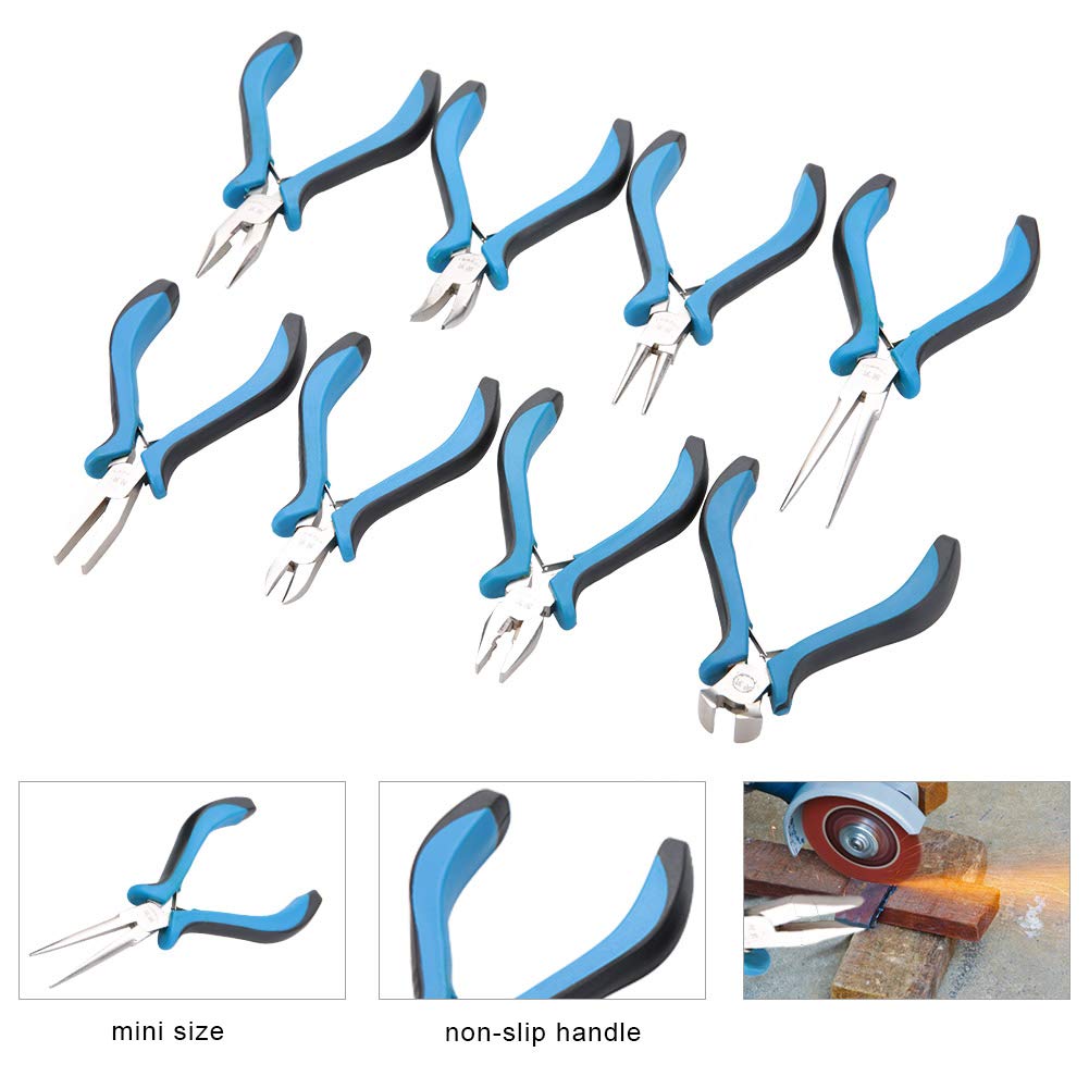 Professional Jewelry Pliers Kit - 8-Piece Steel Wire Cutter & Repair Tool Set with Flat Nose & Diagonal Cutting Pliers for Jewelry Making, Watch Repair & Home DIY Projects