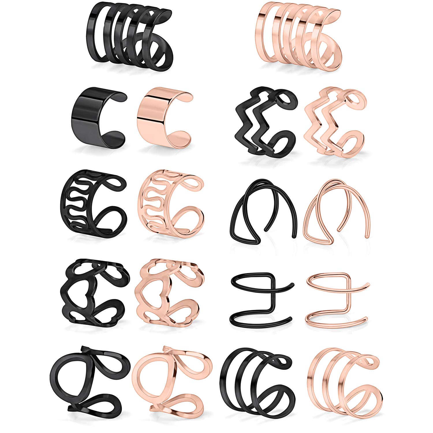 Lcolyoli 18PCS Stainless Steel No Piercing Ear Cuff Earrings - Clip On Helix Cartilage Jewelry for Women, Men & Girls | Trendy Boho Chic Accessories for Parties, Weddings & Everyday Wear