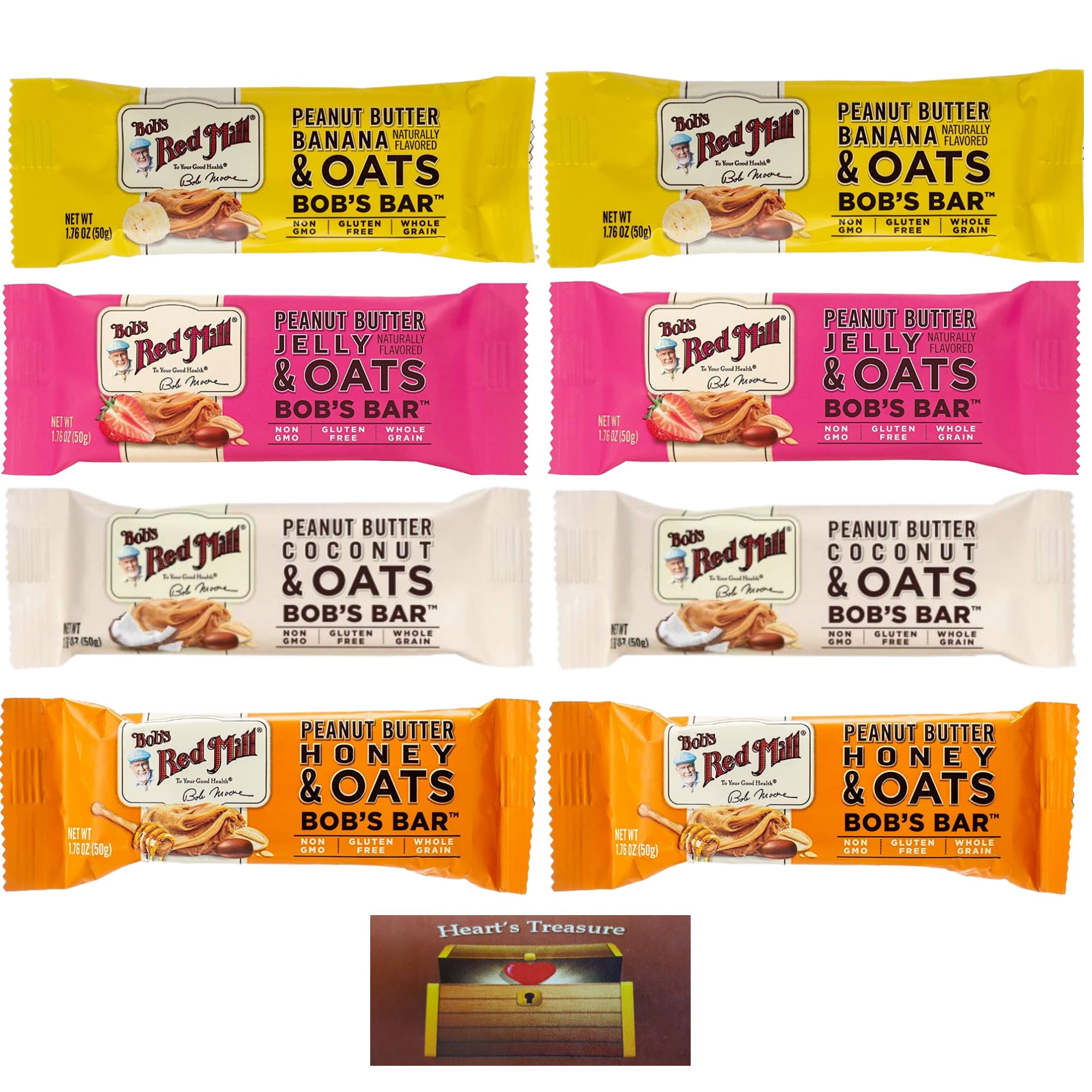 Bob's Red Mill Peanut Butter Coconut Banana Honey Jelly Oat Bars - 1.76oz (8 Pack) - Healthy Snack for Hiking, School Lunch & On-the-Go Energy Boost