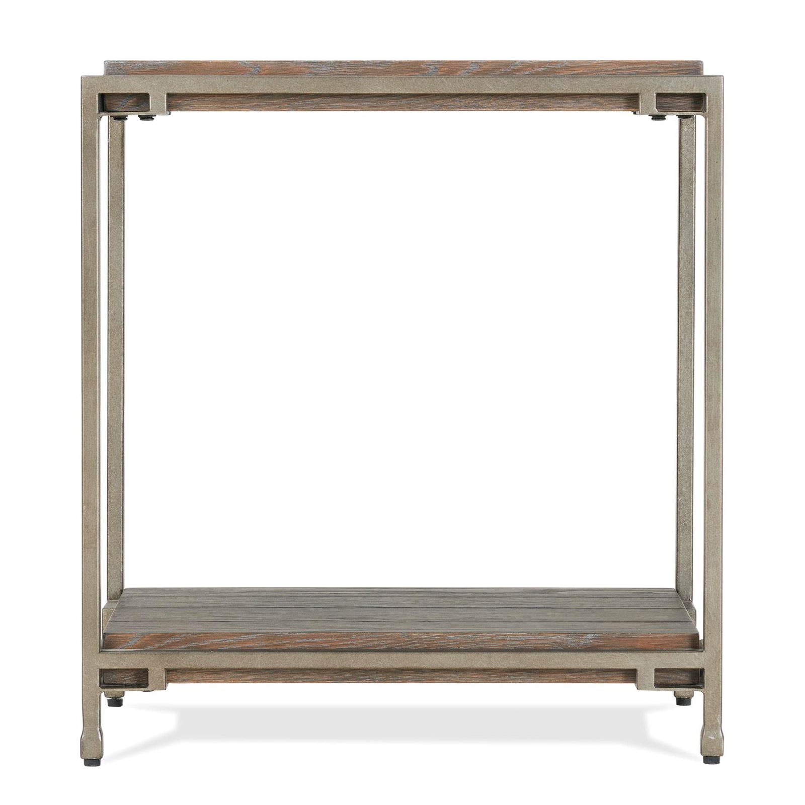 Roundhill Furniture Corbeta Metal Frame Wood Living Room Side Table with Shelf - Aged Graphite Finish - Perfect for Living Room, Bedroom, or Office Accent Table