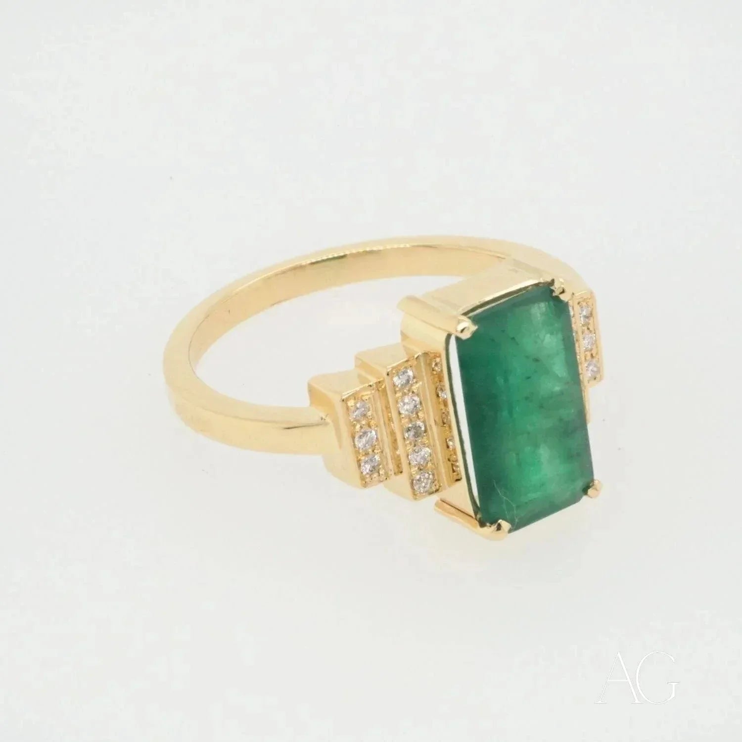 Exquisite 18k Gold Emerald Ring - 2.3 Carat Genuine Emerald Engagement Ring for Women, Perfect for Wedding, Anniversary & Special Occasions