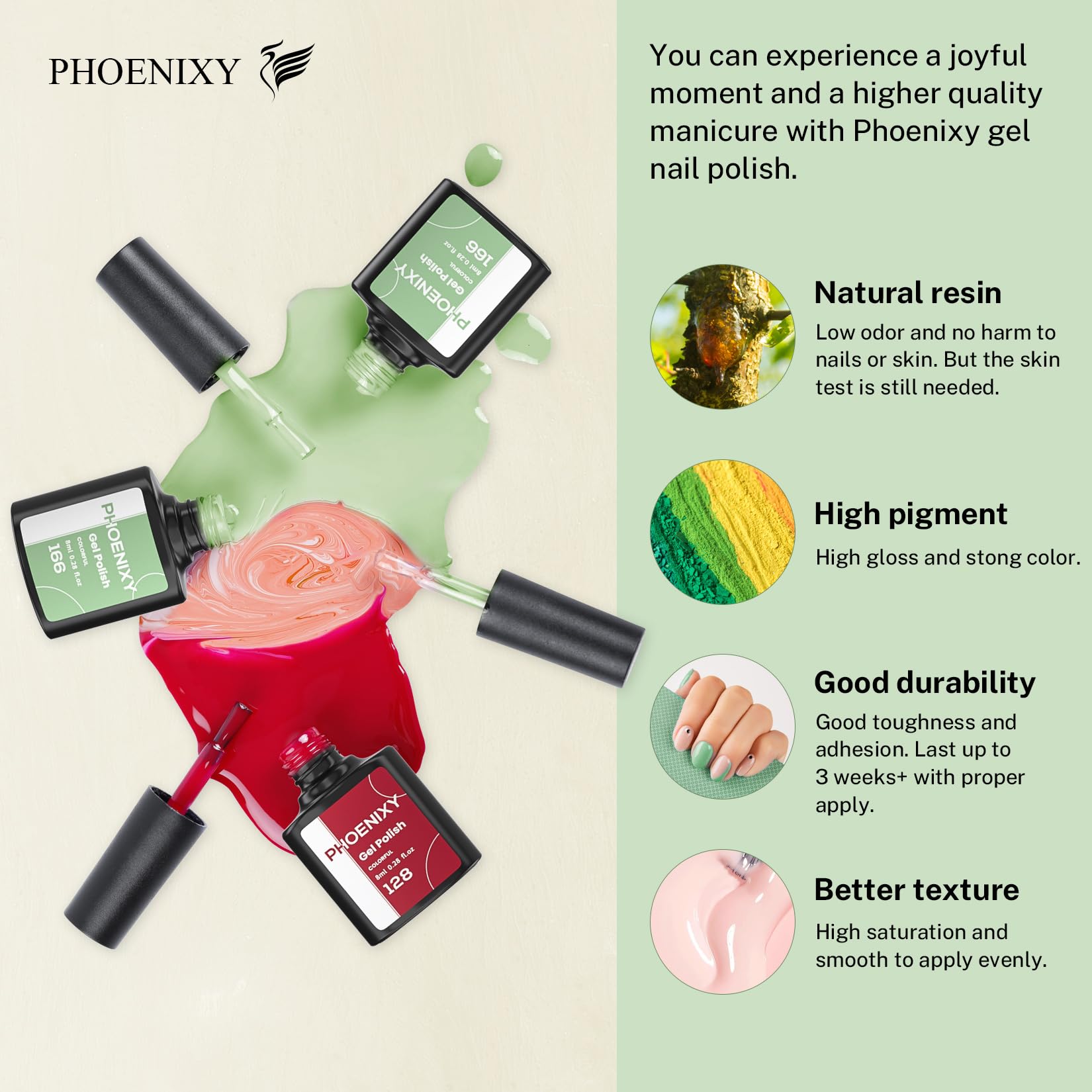 PHOENIXY 21 Colors Gel Nail Polish Set - Pink, Red, Blue, Green, Gray, Black & Glitter Nail Kit with Base Coat, Glossy & Matte Top Coat | Long Lasting Salon Quality Nail Polish | Perfect for DIY Manicures, Nail Art & Gift for Women