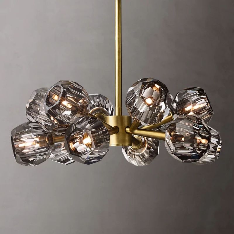 Crystal Ball Round Chandelier 24 Inch - Elegant Modern Ceiling Light Fixture for Dining Room, Bedroom, Living Room & Entryway Lighting