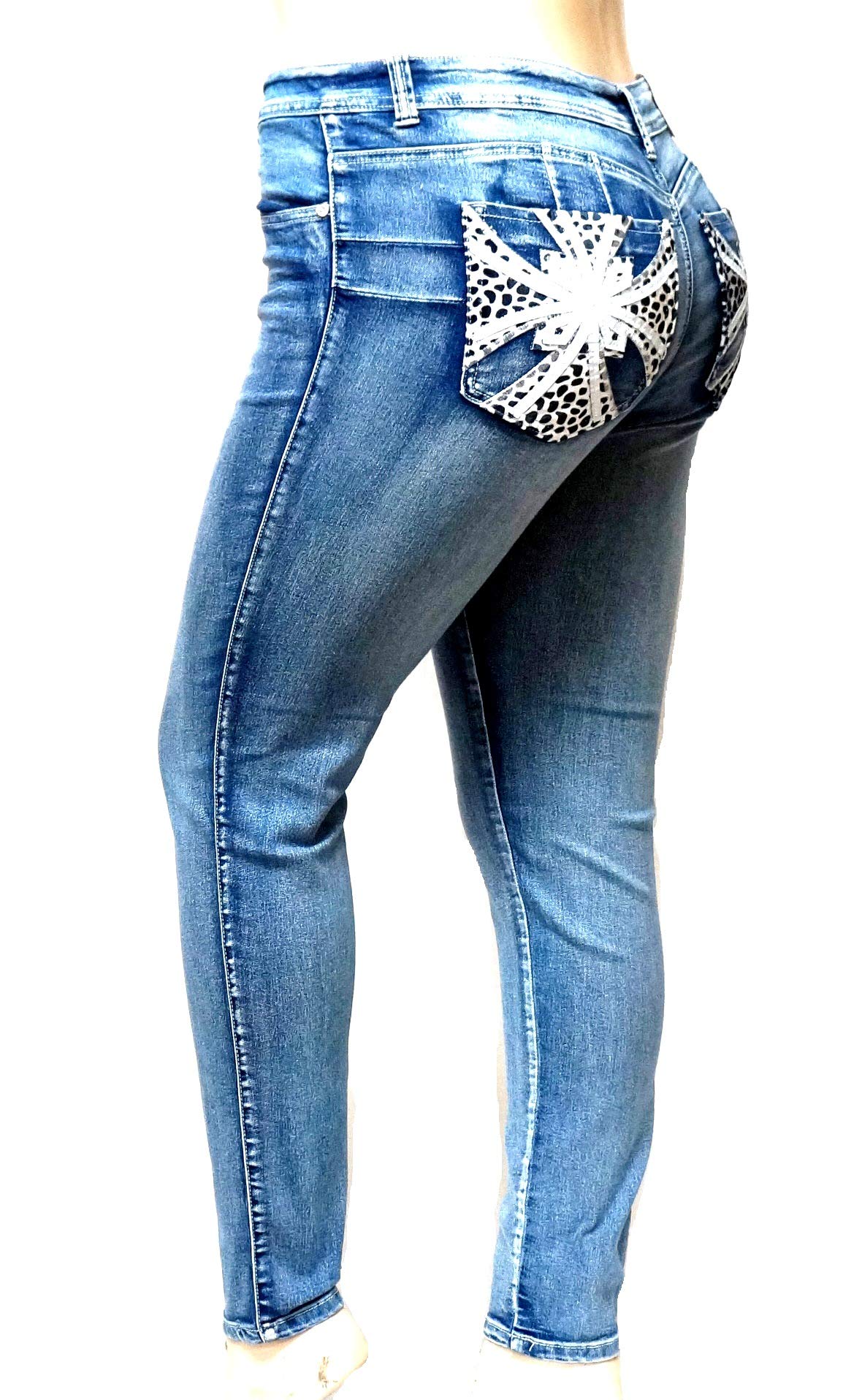 Jack David Handcrafted Women's Plus Size Stretch Premium Blue Black Denim Jeans - Slim Bootcut & Skinny Pants for Casual Wear, Office & Night Out