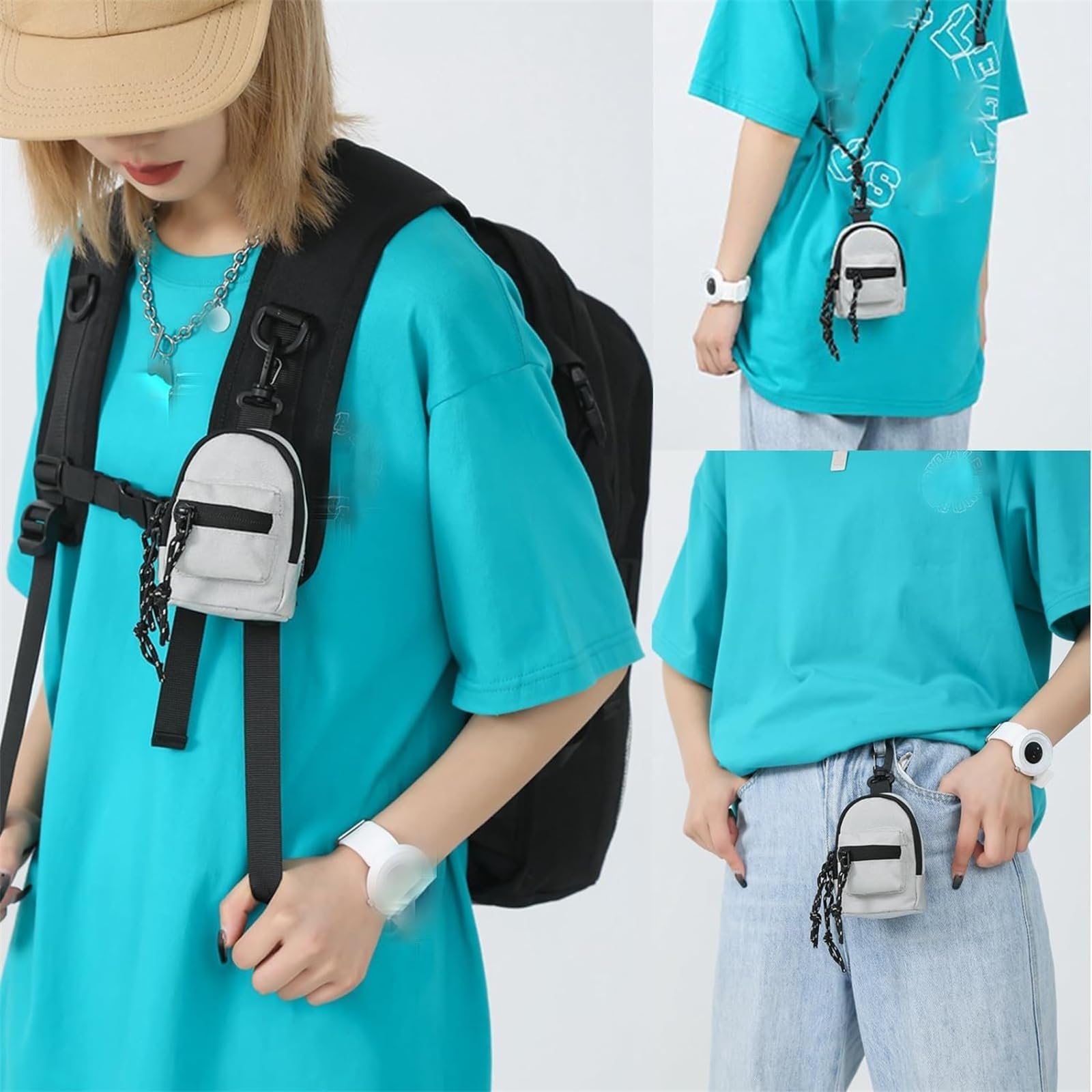 Stylish Mini Crossbody Pendant Bag for Men & Women - Small Shoulder Purse with Adjustable Strap for Hiking, Travel & Daily Use (3-Piece Set, One Size)
