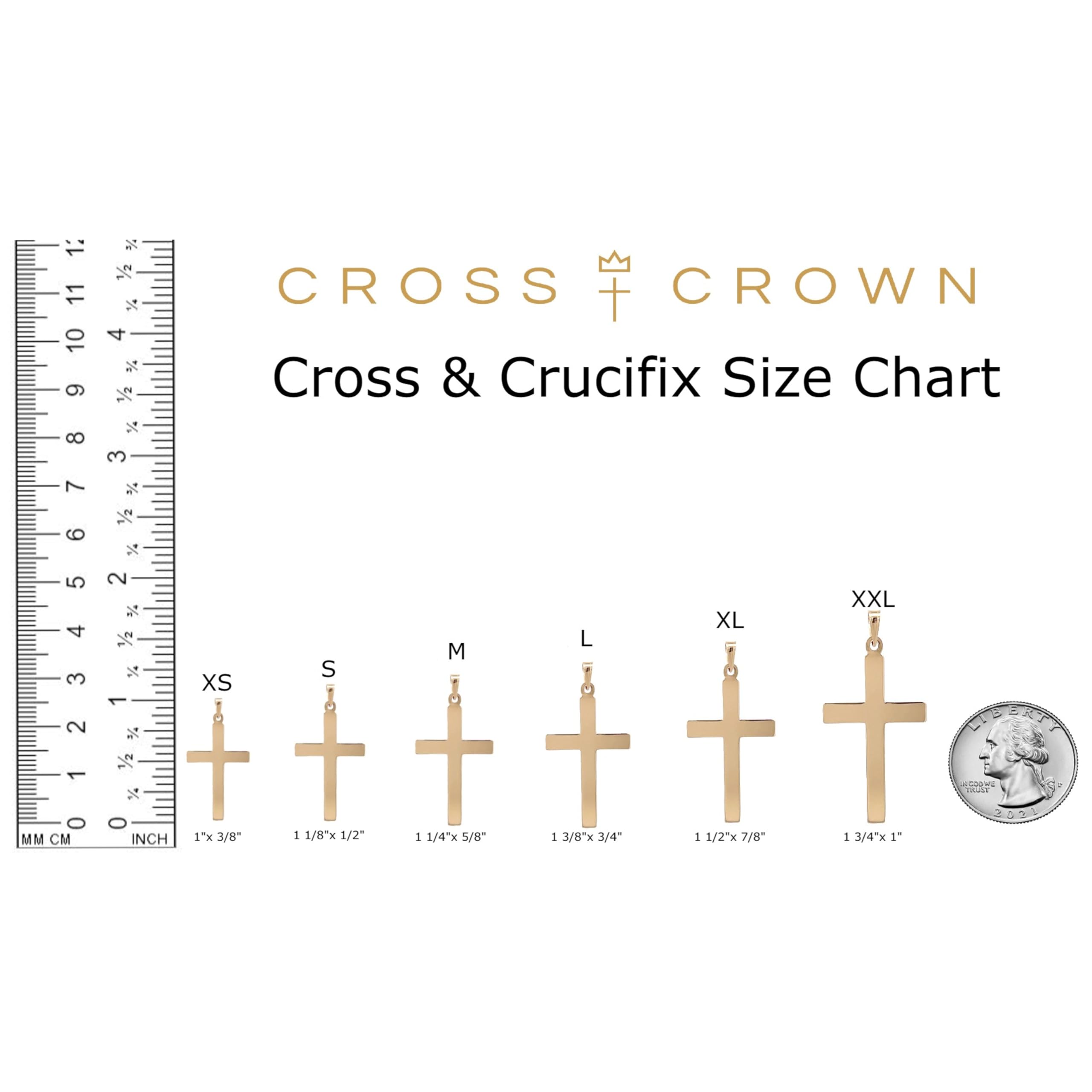 14K Yellow Gold, White Gold & Rose Gold Polished Tube Cross Pendant Necklace - Religious Jewelry Gifts for Women & Men - Perfect for Baptism, Confirmation & Daily Wear