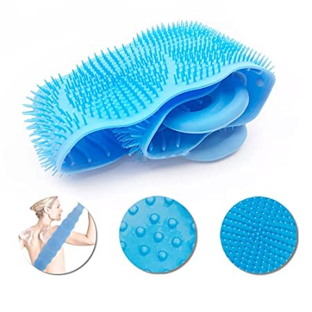 KAwya Silicone Body Scrubber & Exfoliating Bath Belt - Gentle Skin Brush for Deep Cleansing & Dead Skin Removal - Perfect for Men, Women & Kids (Multicolor) - Ideal for Shower, Spa & Daily Skincare Routine
