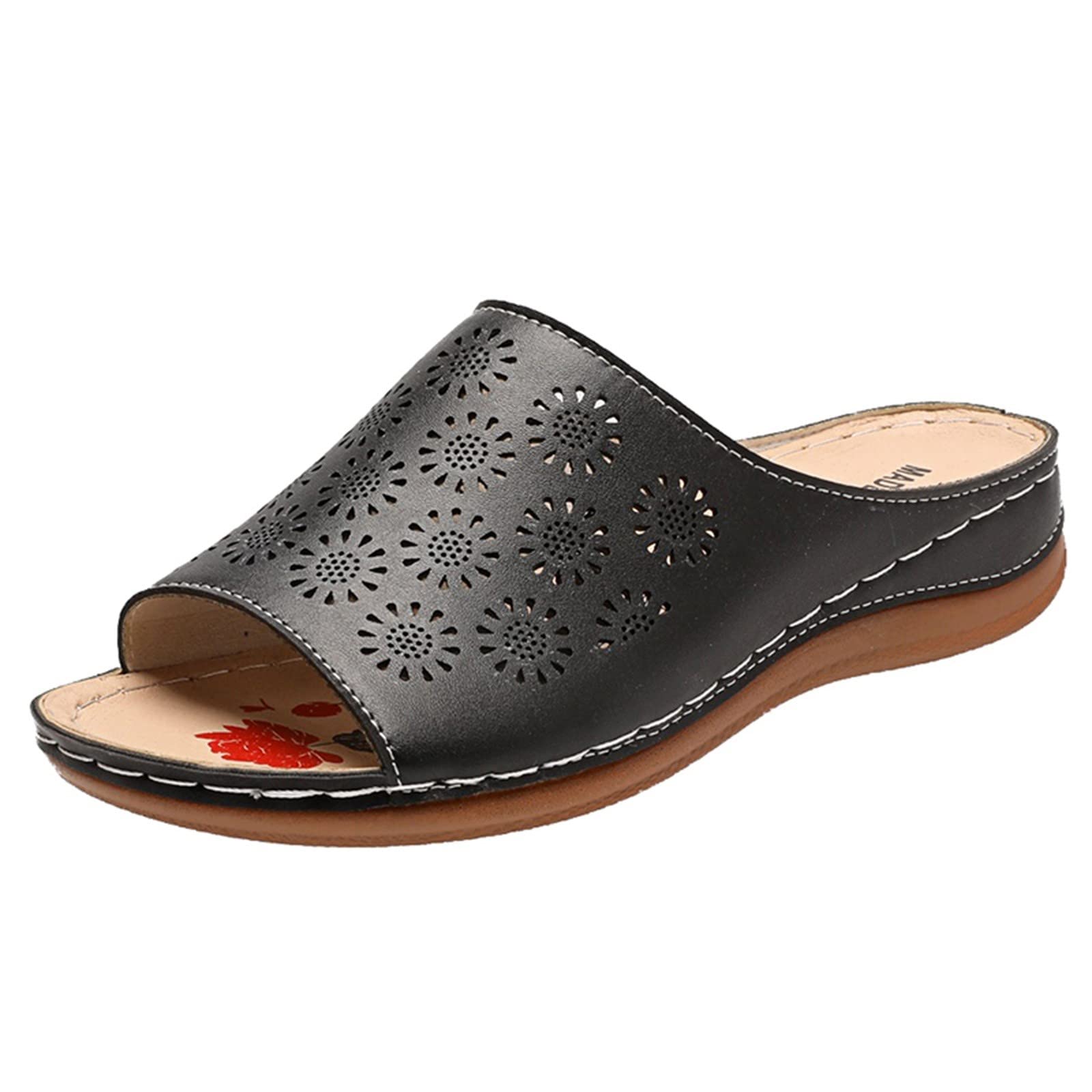 Women's Roman Style Flat Hollow Slippers - Comfortable Spring Summer Sandals for Ladies - Perfect for Home, Beach, and Casual Outings