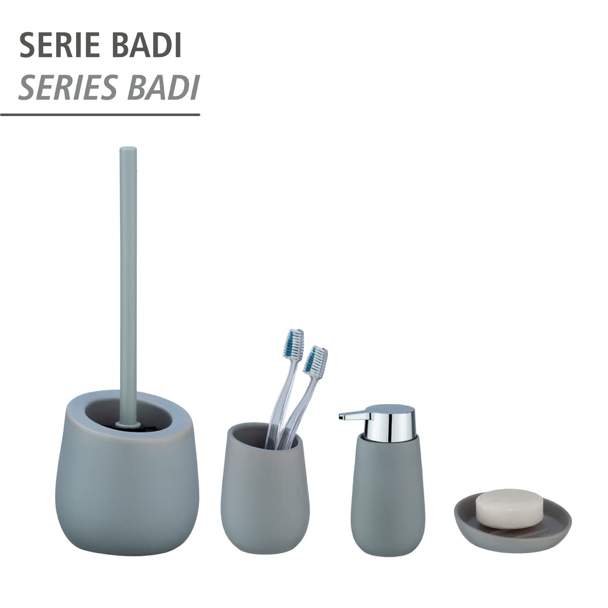 Wenko Badi Toothbrush Cup Holder - Organize Toothbrushes & Toothpaste for Bathroom Countertop - Perfect for Small Spaces, Dorm Rooms & Travel Accessories