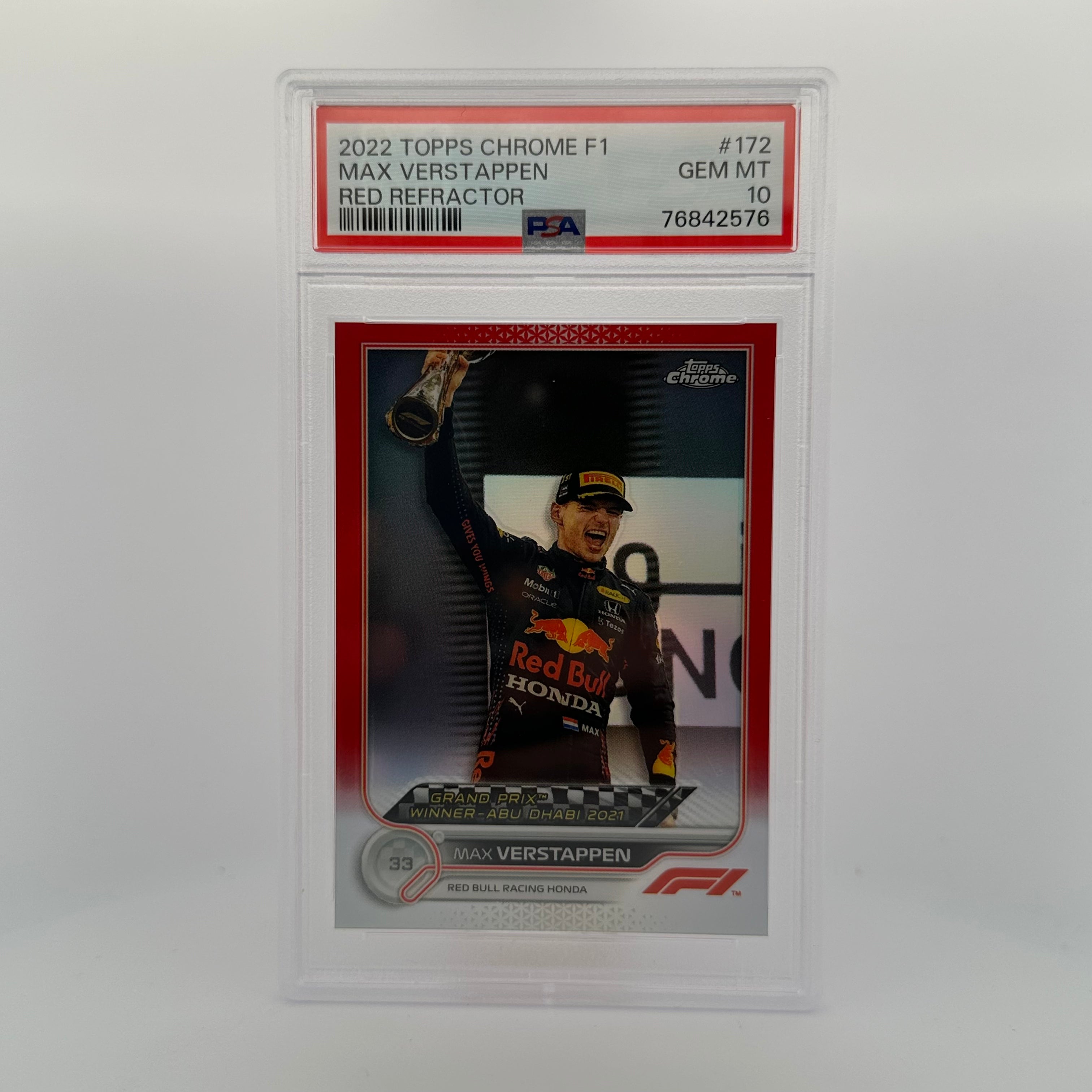 PSA 10 5/5 Max Verstappen #172 Red Refractor - Rare Collectible Trading Card for F1 Fans & Sports Memorabilia Collectors - Perfect for Display, Investment & Racing Enthusiasts
