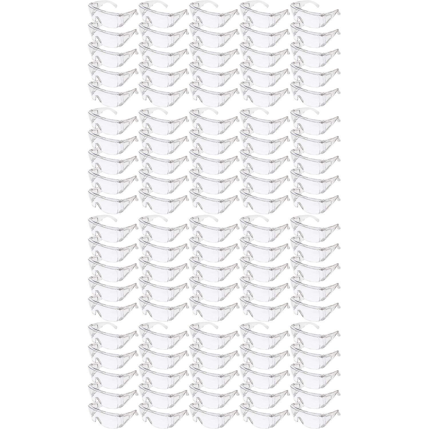 100 Pack MotoFrames Safety Glasses with Clear Lens & Side Shields - ANSI Z87.1 Certified, Anti-Fog, Scratch Resistant - Perfect for Construction, Woodworking, Lab Work & Outdoor Activities (Fits Over Prescription Glasses)