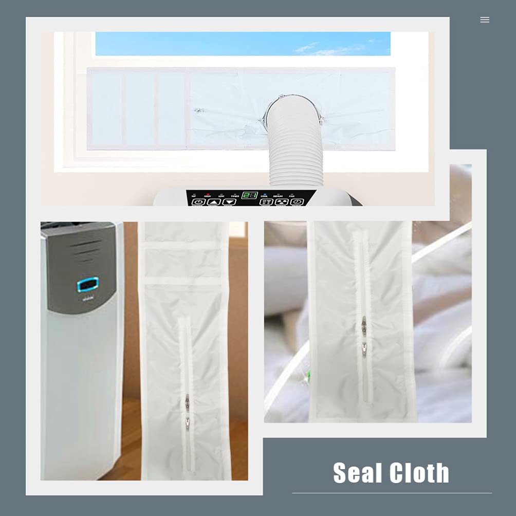 Cabilock 1-Piece White Polyester Air Conditioner Deflector - Portable AC Window Seal Plate & Baffle Cloth for Anti-Blow - Perfect for Bedroom, Office & Home Cooling Efficiency