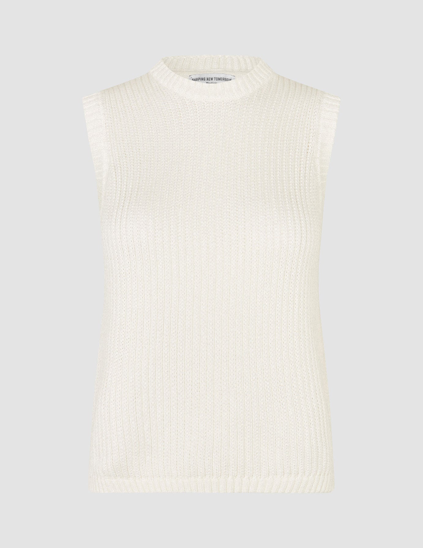 Women's Structured Knit Top Off White - Comfortable & Stylish Crewneck Sweater for Casual Wear, Office & Fall Outfits