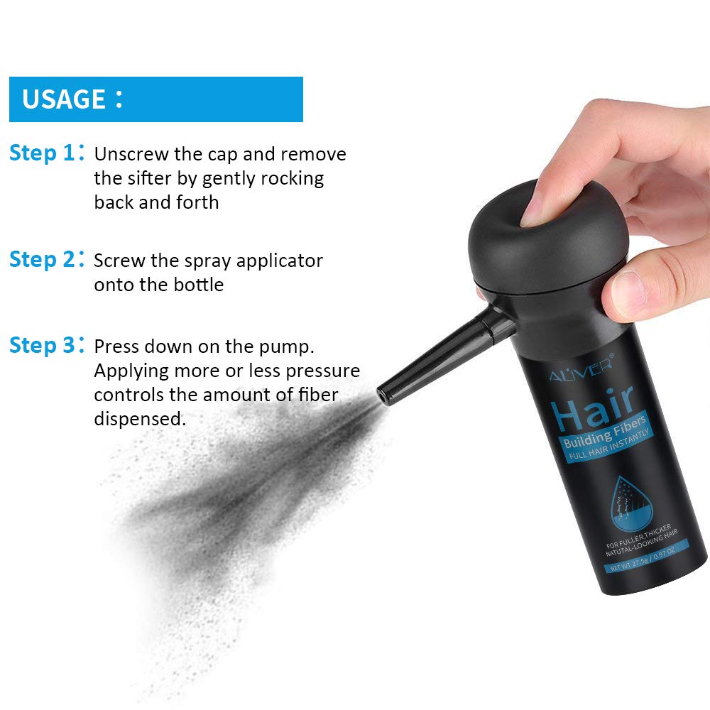 ALIVER Hair Building Fibers Spray Pump Applicator - Instant Hair Thickening Spray Nozzle for 0.97oz Bottles | Perfect for Thinning Hair & Bald Spot Coverage | Home & Travel Use