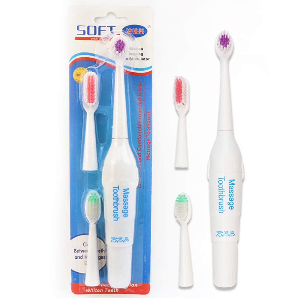 Gergxi Electric Toothbrush for Adults - 3 Head Replacement, Battery Operated & Portable - Perfect for Travel, Home & Daily Oral Care